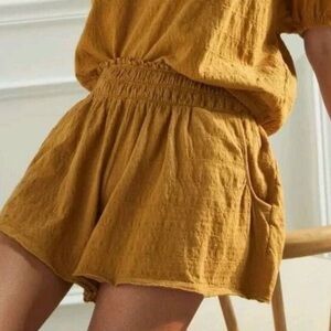 ANTHROPOLOGIE DAILY PRACTICE Kimberly Shorts Honey Mustard Boho Sz M